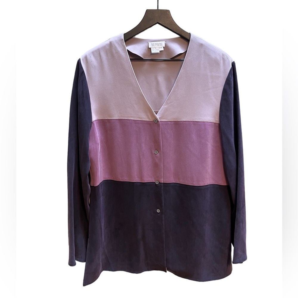 Due per Due silk colorblock button up dress jacket size 14